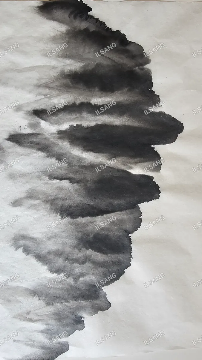 A black and white painting of a cloudy sky.