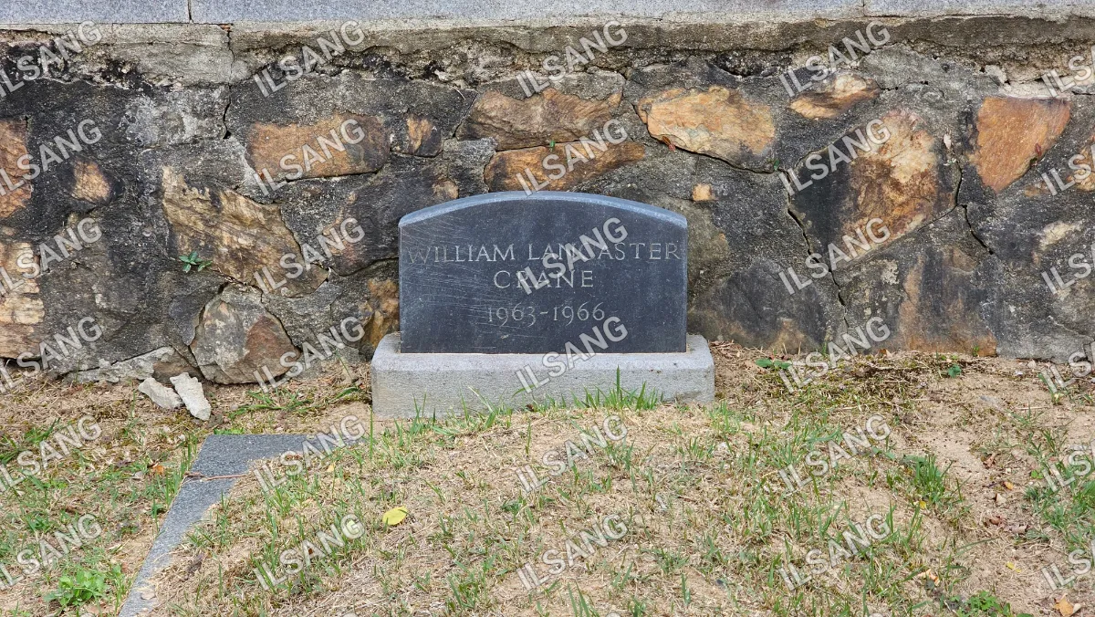 A headstone for William C. Lansing is in a grassy area.