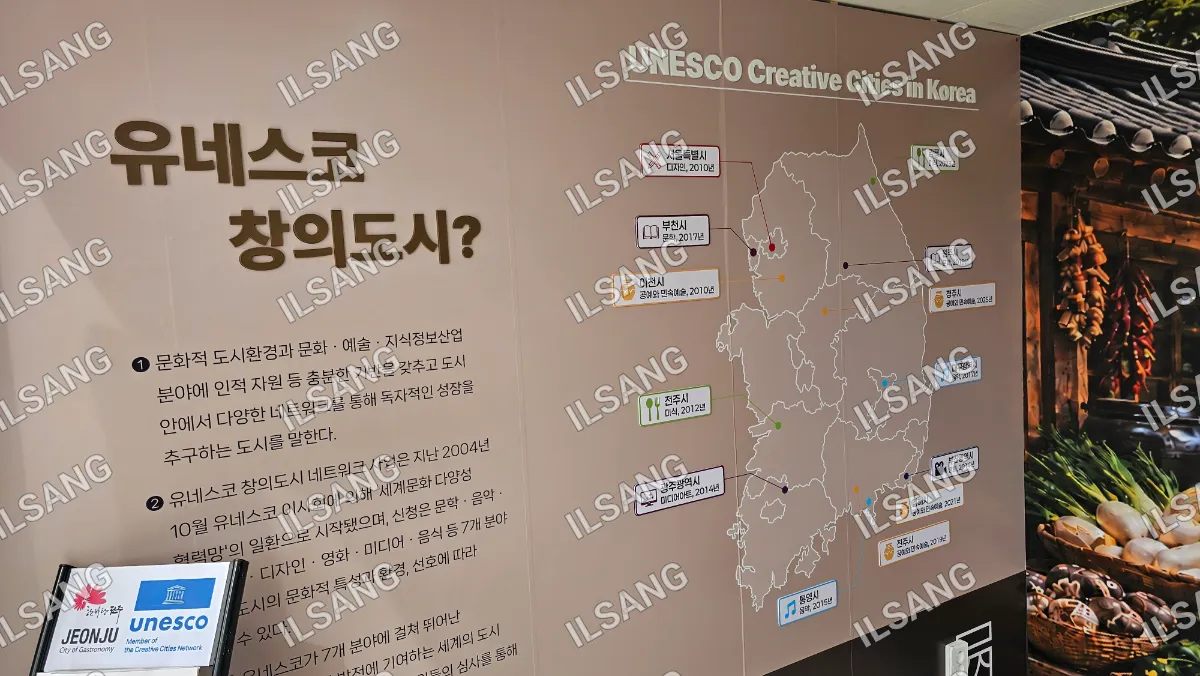 A map of South Korea is displayed on a wall.