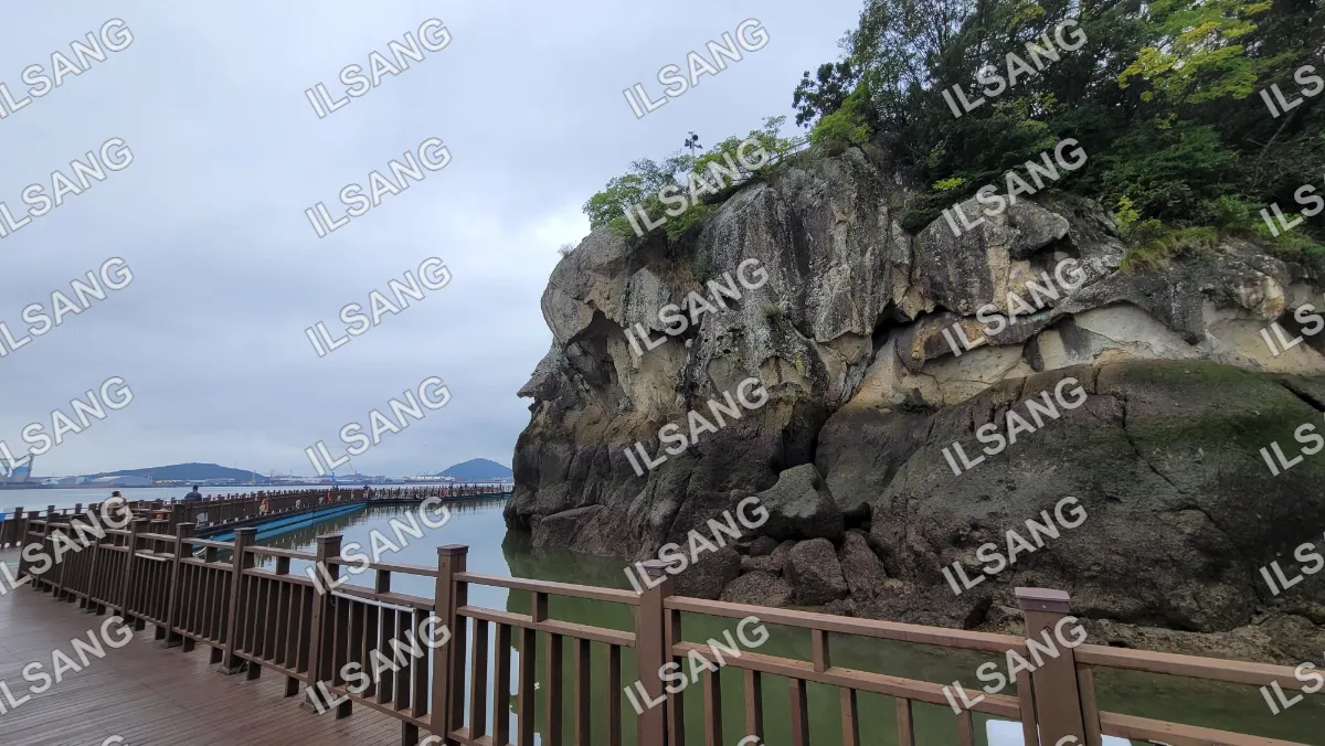 A rocky cliff overlooking a body of water.