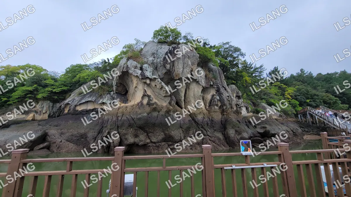 A rocky cliff overlooking a body of water.