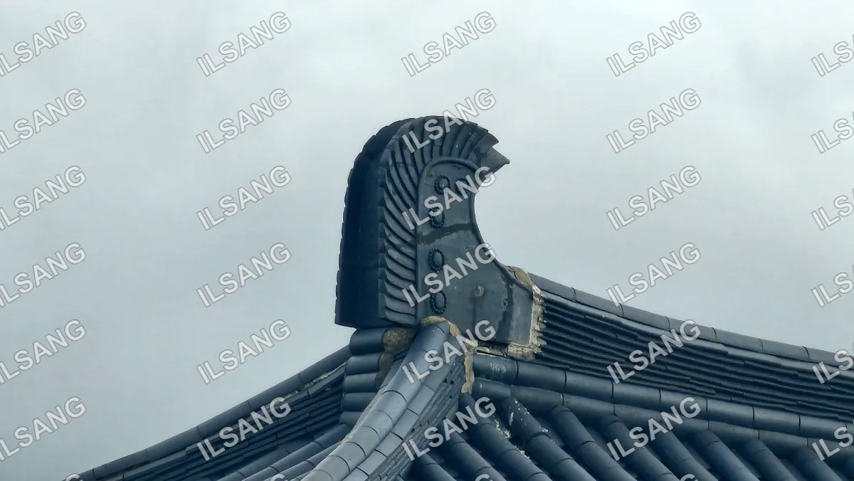A roof with a black tile and a black tile roof.