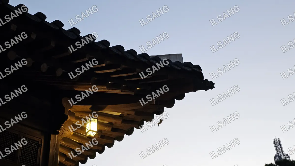A roof with a light on it.