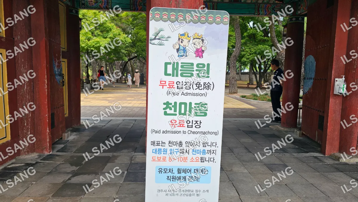 A sign in a foreign language is posted on a tree.