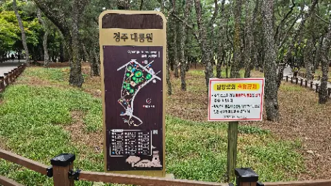 A map of a park is displayed on a wooden