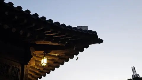 A roof with a light on it
